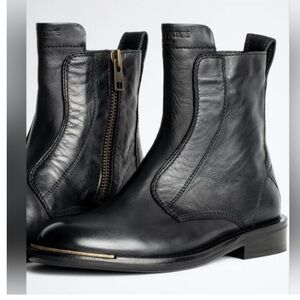 Zadig & Voltaire Laureen Black Leather Ankle Boots Metal Heel 41 11